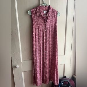 Sleeveless Collared Midi Dress - Buttoned front, cute and comfy